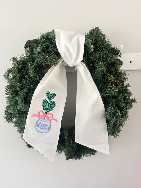 Valentine Wreath Sash- Two Side Embroidery