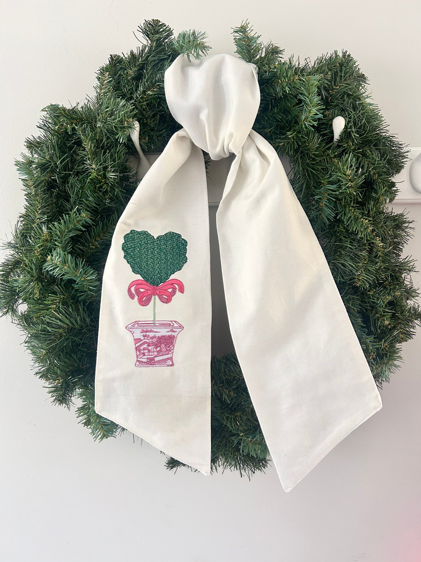 Valentine Wreath Sash- Two Side Embroidery