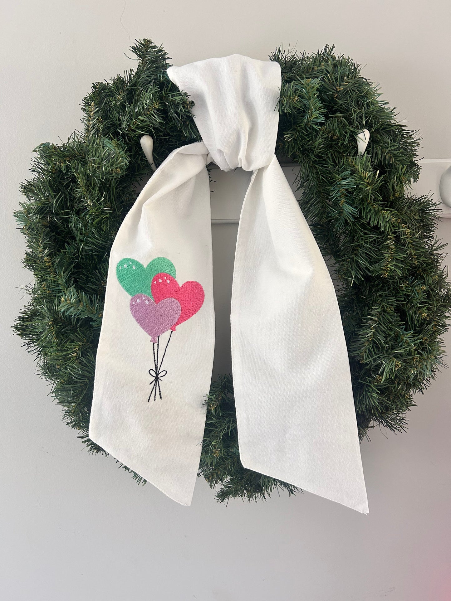 Valentine Wreath Sash- Two Side Embroidery