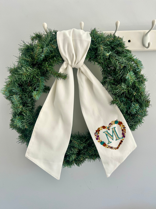 Fall Wreath Sash- One Side Embroidery