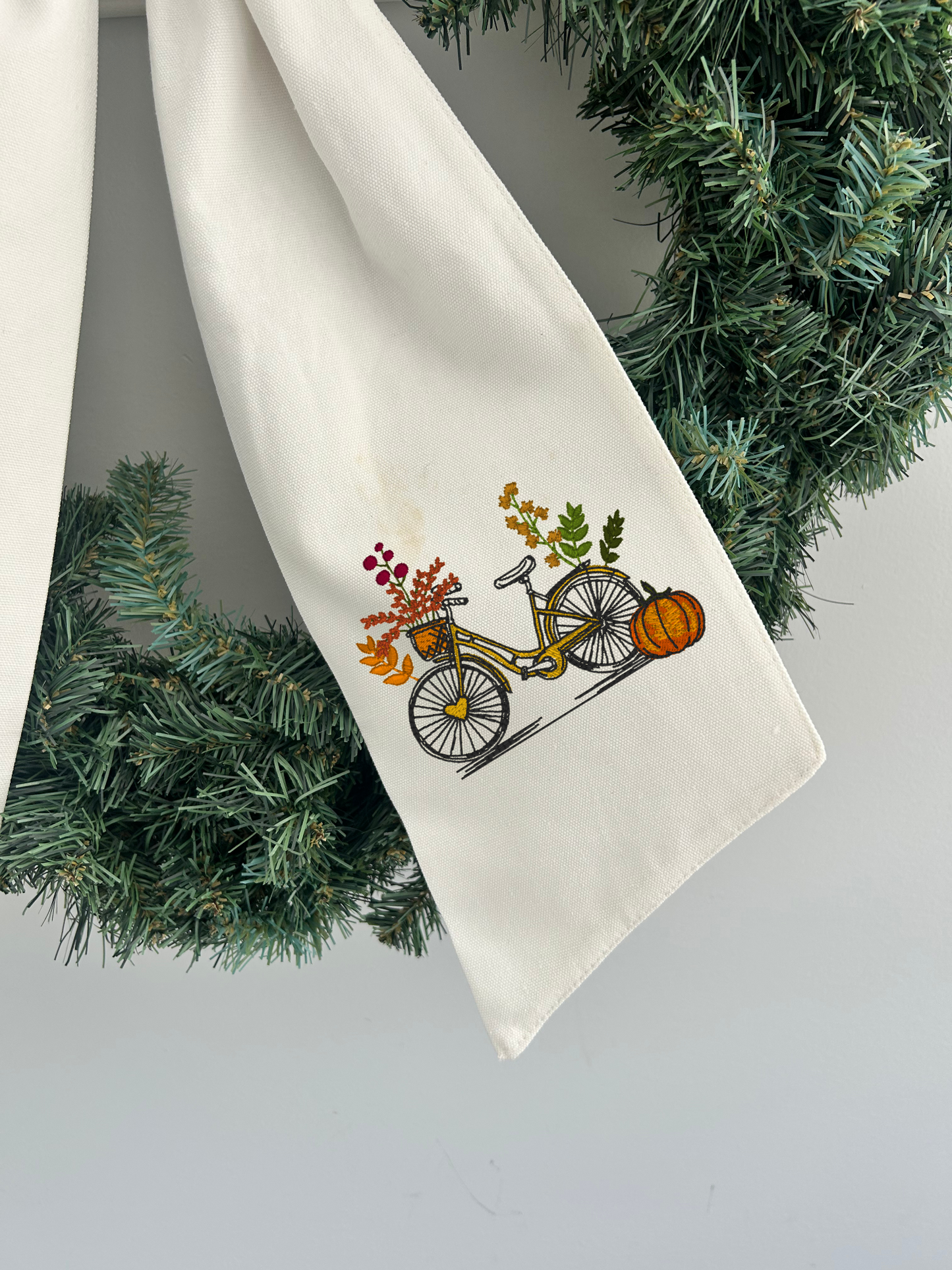 Fall Wreath Sash- Two Side embroidery